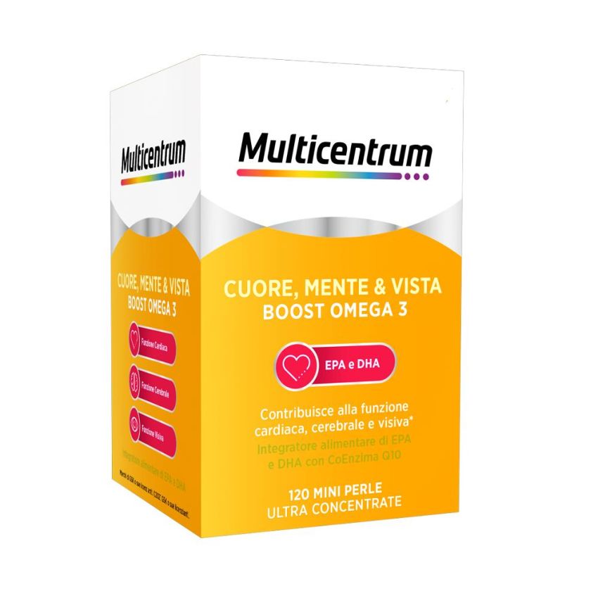 Multicentrum Boost Omega3 per Cuore, Mente e Vista - 120 Mini Perle