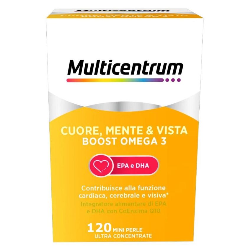 Multicentrum Boost Omega3 per Cuore, Mente e Vista - 120 Mini Perle