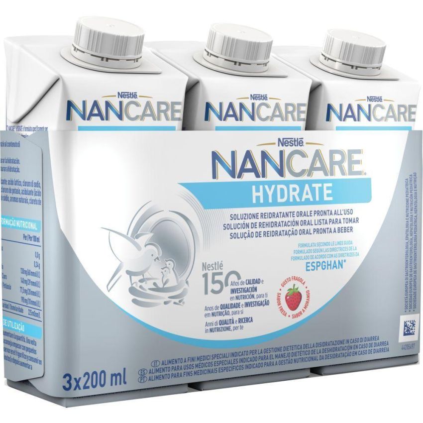 Nancare Hydrate Alimento Liquido Specializzato a Fini Medici, 3x200ml