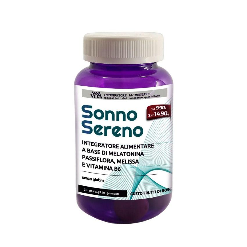 Sanavita Sonno Sereno - Integratore per Dormire 30 Gomme Masticabili