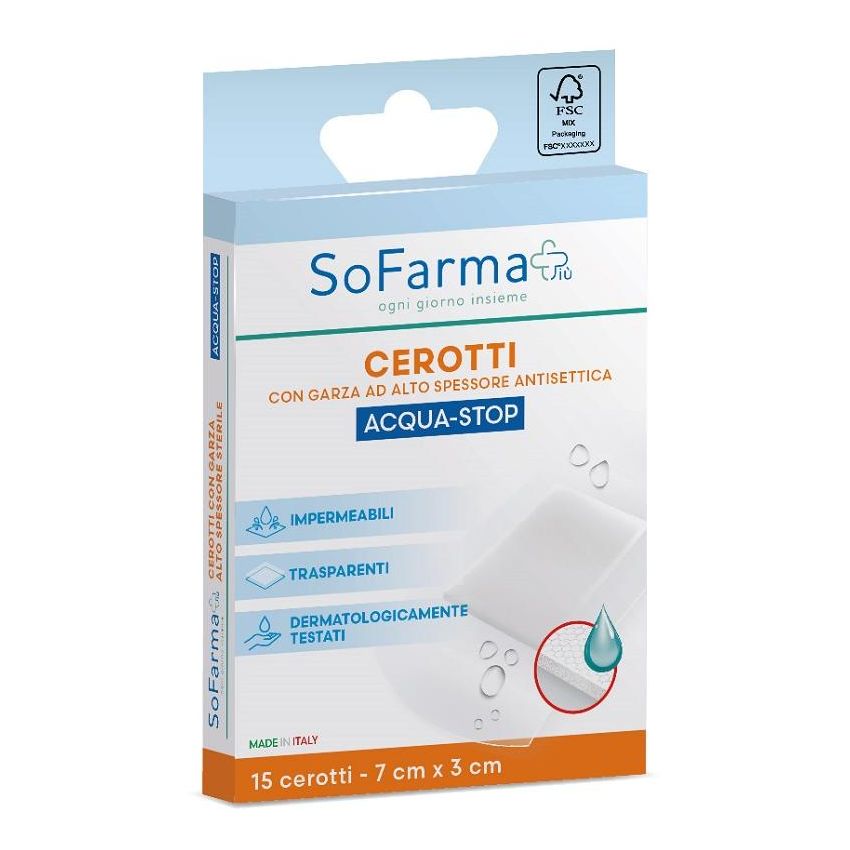 SOFARMAPIU' Cerotti Impermeabili in Acqua, 15 pezzi