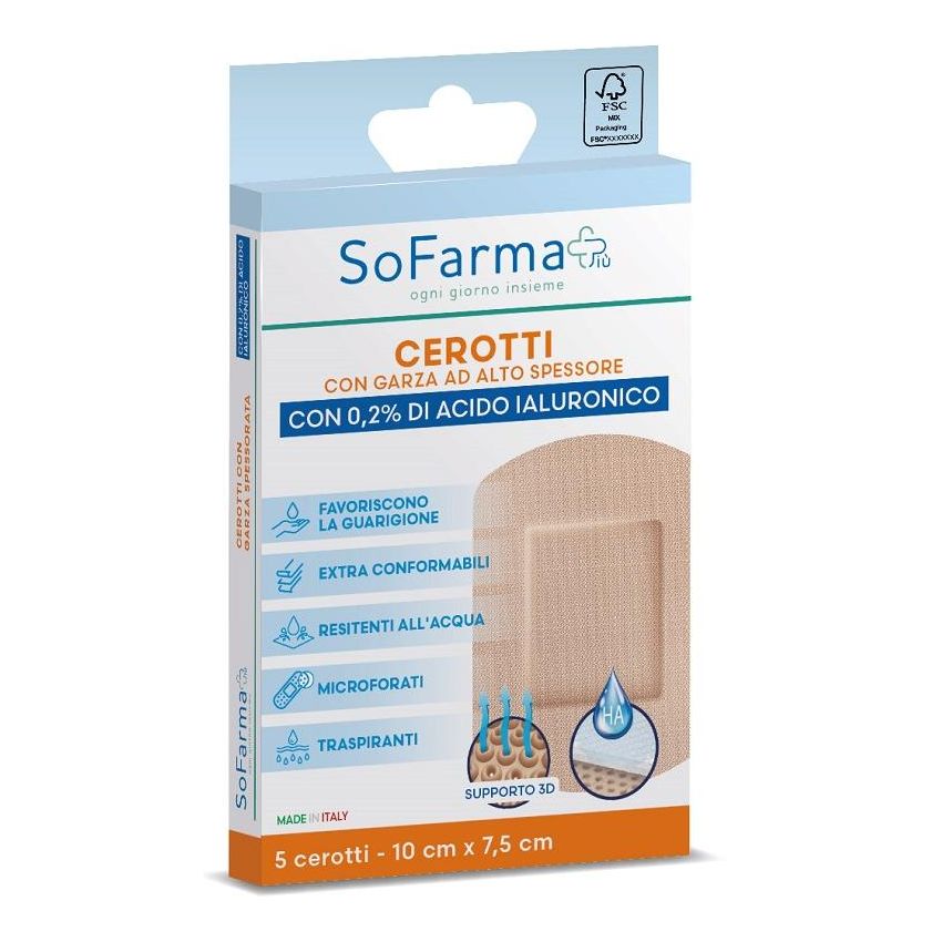 Sofarmapi Cerotti Promotore di Cicatrizzazione, 5 Pezzi, 10x7,5cm