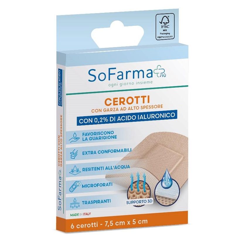 Sofarmapi Cerotti Cicatrizzanti - Confezione da 6 Pezzi, 7,5x5 cm