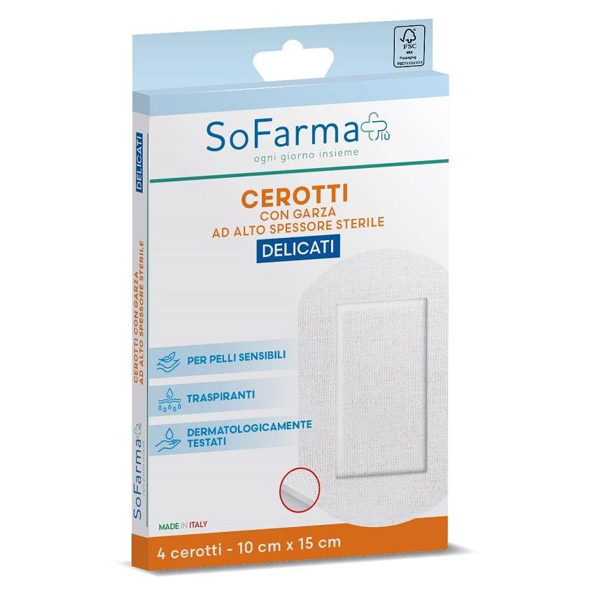 Sofarmapi Cerotti Delicati, Confezione da 4 Pezzi, 10x15cm