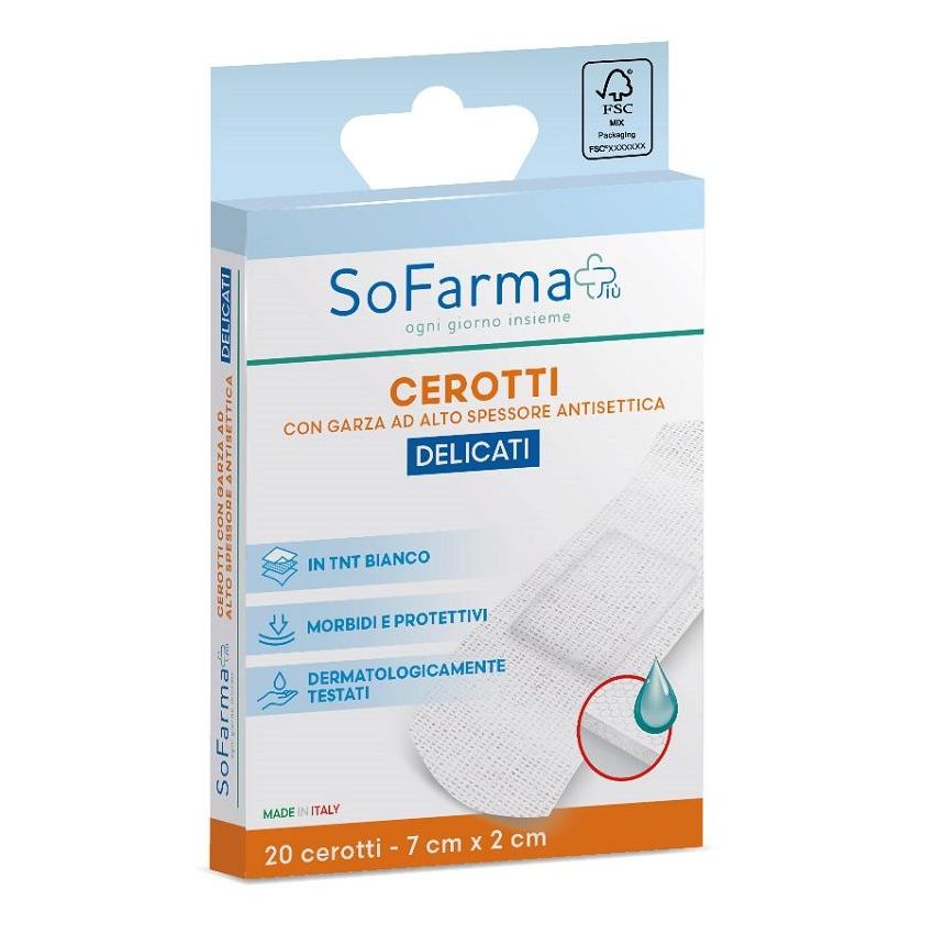 Sofarmapi Cerotti Delicati - Confezione da 20 Pezzi, 7x2cm