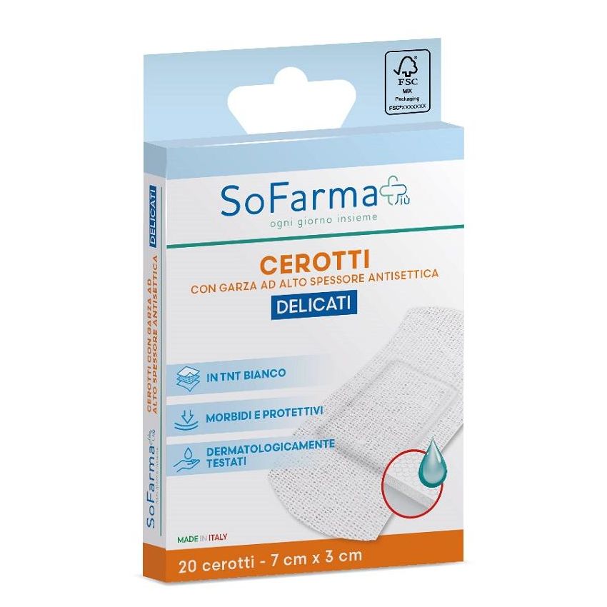 Sofarmapi Cerotti Delicati, Confezione da 20 Pezzi, Misura 7x3cm
