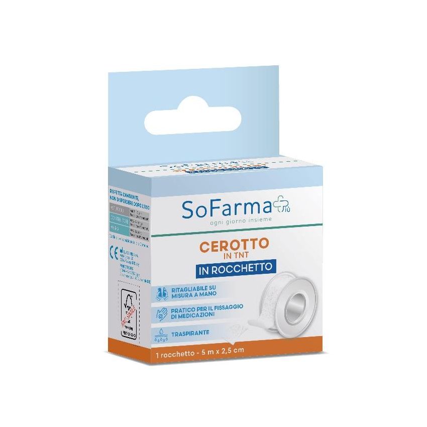 Sofarmapi Cerotto in Rocchetto Medicale TNT, 5m x 2,5cm