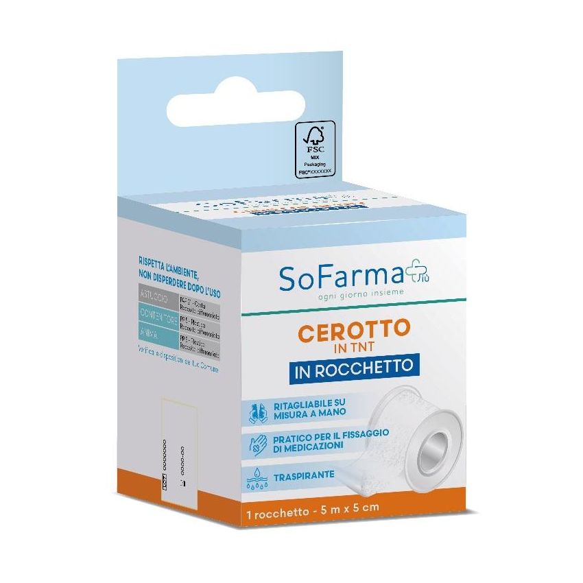 Sofarmapi Cerotto in Tessuto Non Tessuto, Rotolo di 5m x 5cm