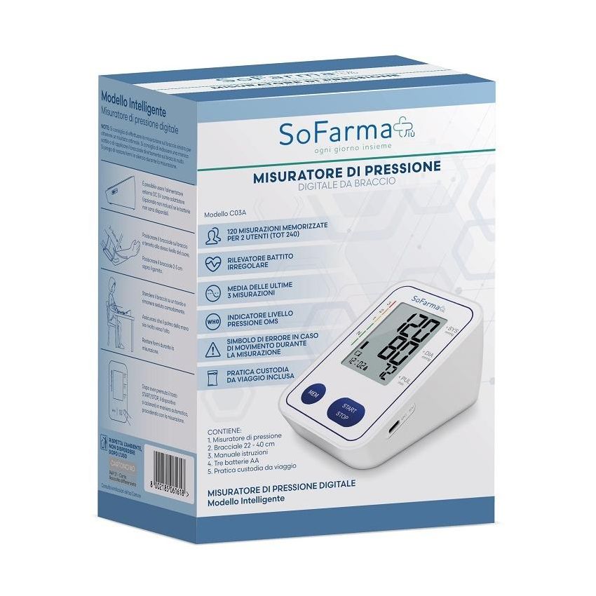 Misuratore Digitale di Pressione Arteriosa da Braccio Sofarmapi - 1 Pezzo