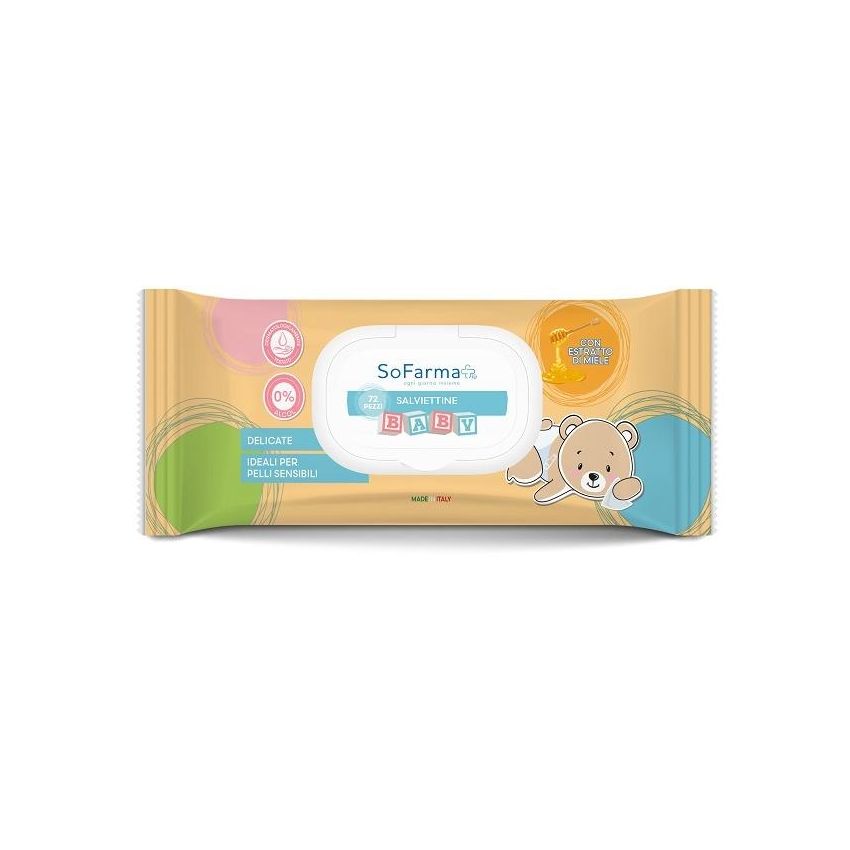 Sofarmapi Salviettine per Bambini al Miele - Confezione da 72 Pezzi