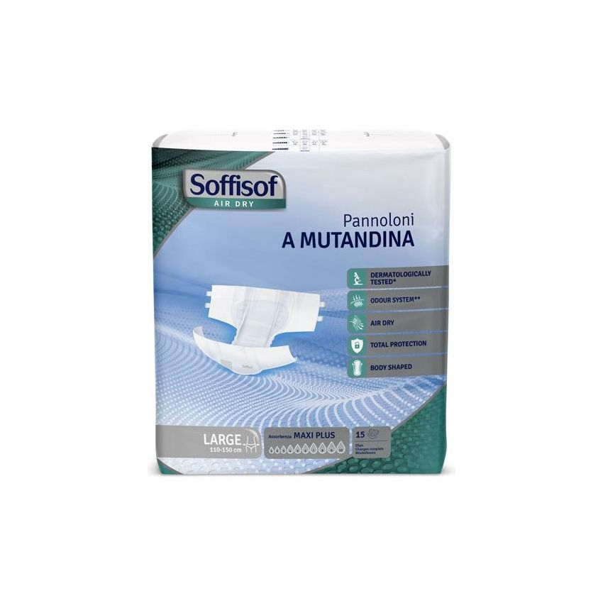 Soffisof Air Dry Maxi Plus - Pannoloni a Mutandina, Taglia L, 15 Pezzi