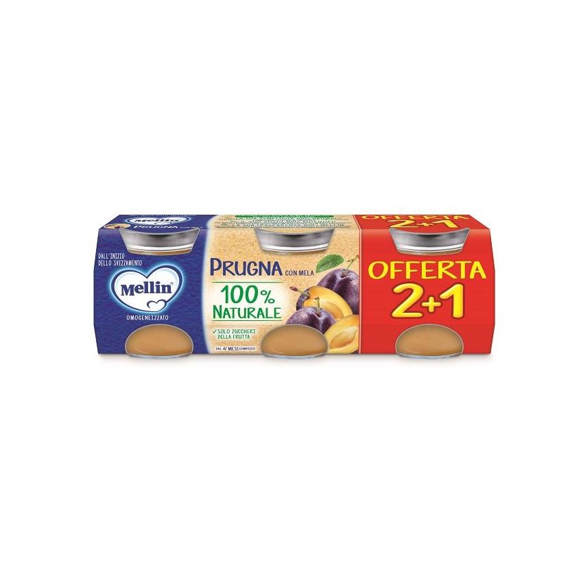 Mellin Omogeneizzato Prugna Con Mela 3x100g 4Mesi
