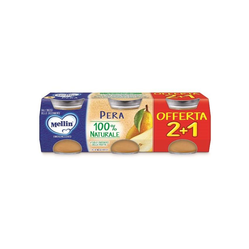 Mellin Omogeneizzato Alla Pera 3x100g 4Mesi+
