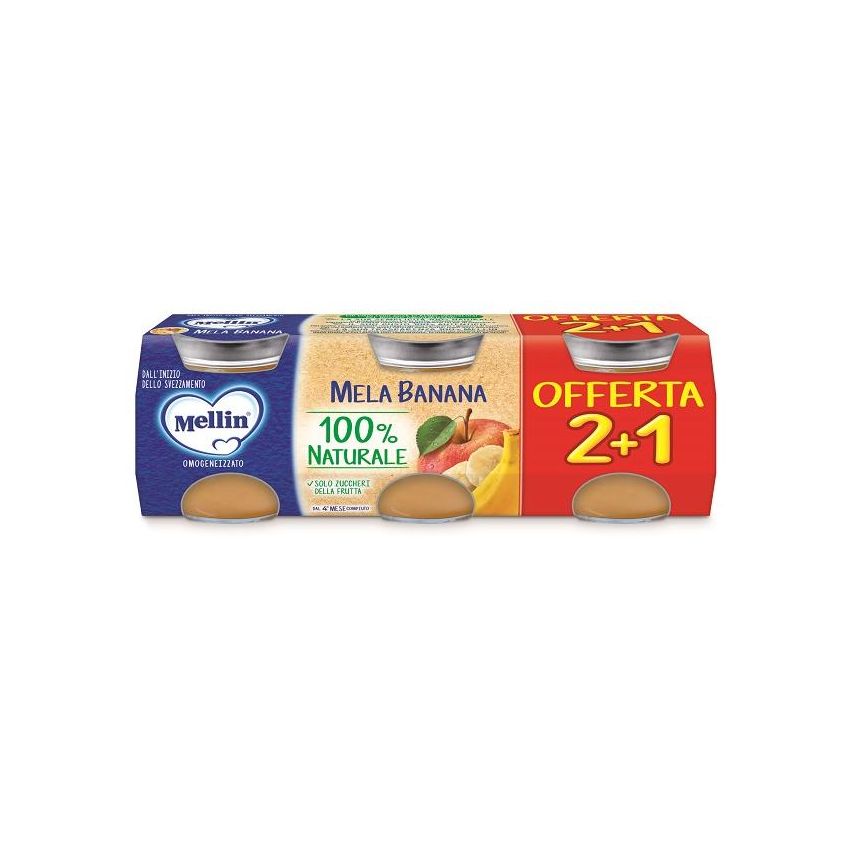 Mellin Omogeneizzato Mela/Banana 3x100g 4Mesi+