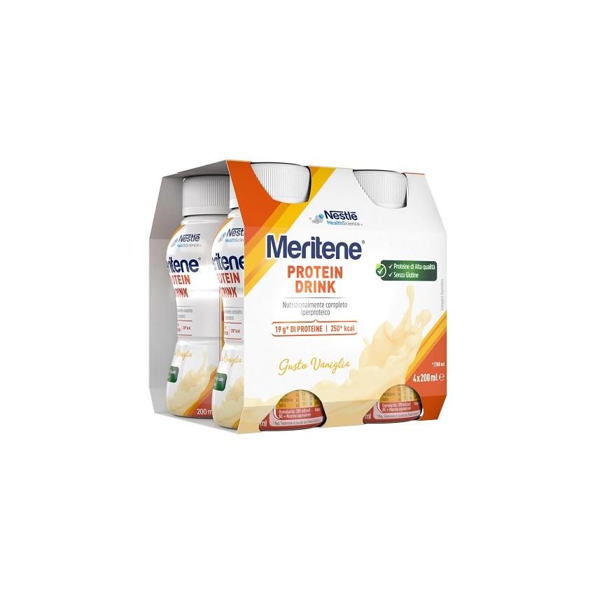 Meritene Vaniglia Drink Nutrizionale - Confezione da 4 Pezzi, 200ml