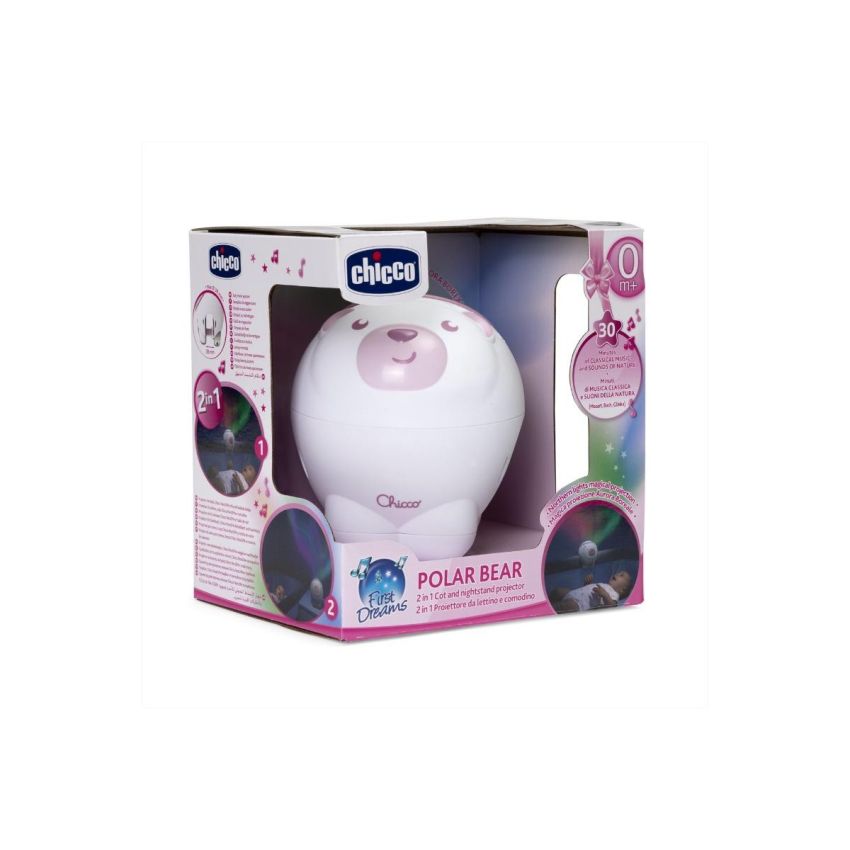 Proiettore di Luce Notturna e Carillon Rosa Chicco Orso Polare